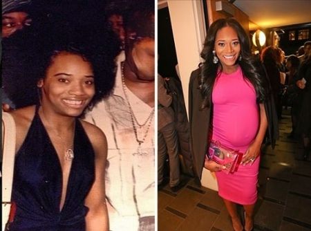 A before and after surgery picture of Karlie Redd.